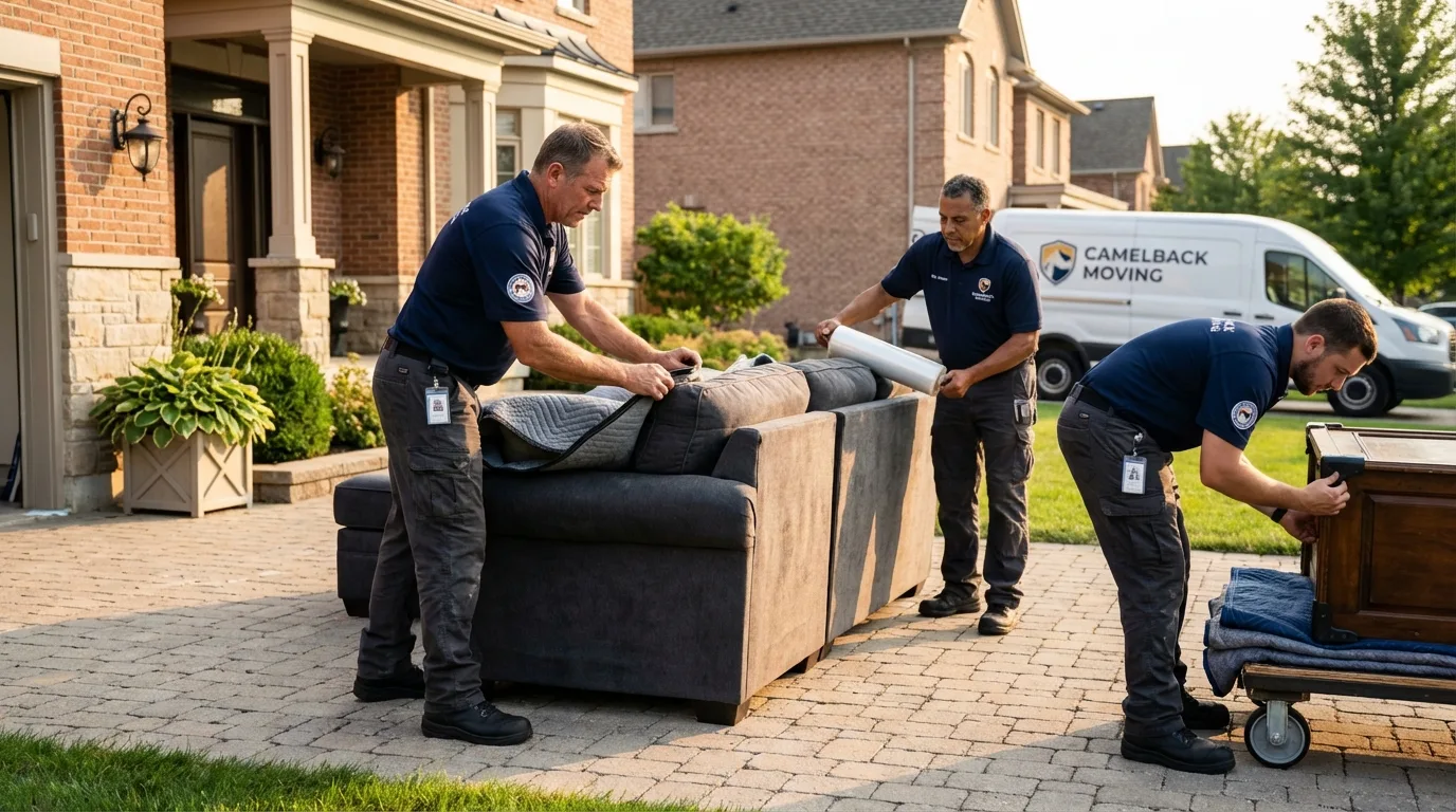 Large estate moving crew wrapping furniture in Woodridge, IL