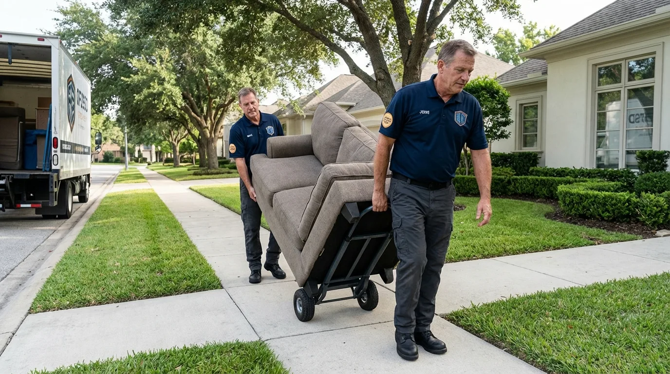 Local residential moving crew loading furniture in Woodridge, IL