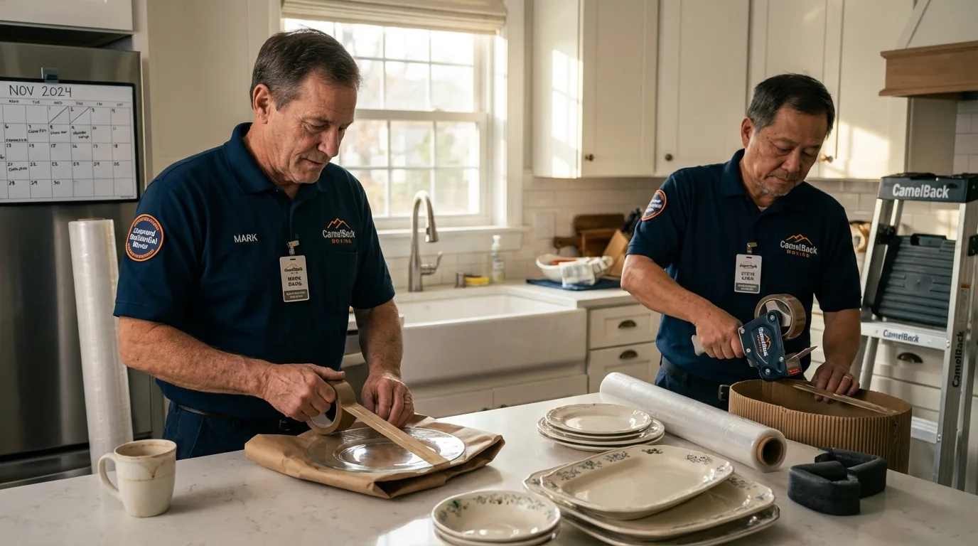 Professional crew packing kitchen dishware in Woodridge, IL